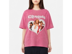 Rockinstone Clueless Diamond Heart Retro Pink Heather T-shirt Size:s