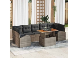 Vidaxl Conjunto De Sofá De Jardim 8 Unid. Cinzeto Rattan Sintético