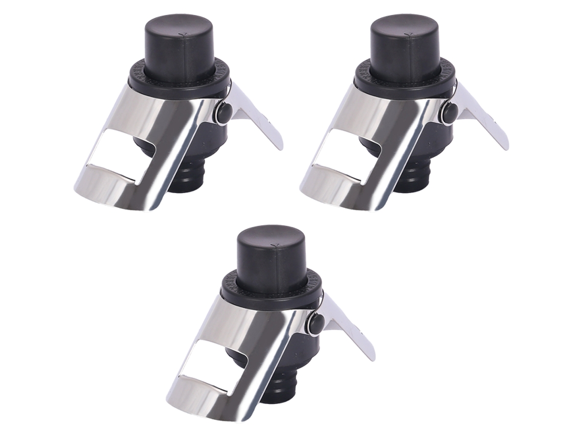 Ferramenta Rolha de Champanhe Criativa Multifuncional 3Pcs Rolhas Vácuo Vinho Preto com Bomba Embutida para Prosecco e Esp UISAVE