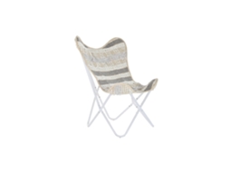 Poltrona de Algodão e Ferro com Estampa de Borboleta Branca, 74x65x90cm ALEXANDRA HOUSE LIVING