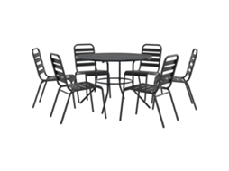 Maison Exclusive - Conj. Cadeiras Jardim Encastrar 7pcs Aço Revestido Pó Antracite