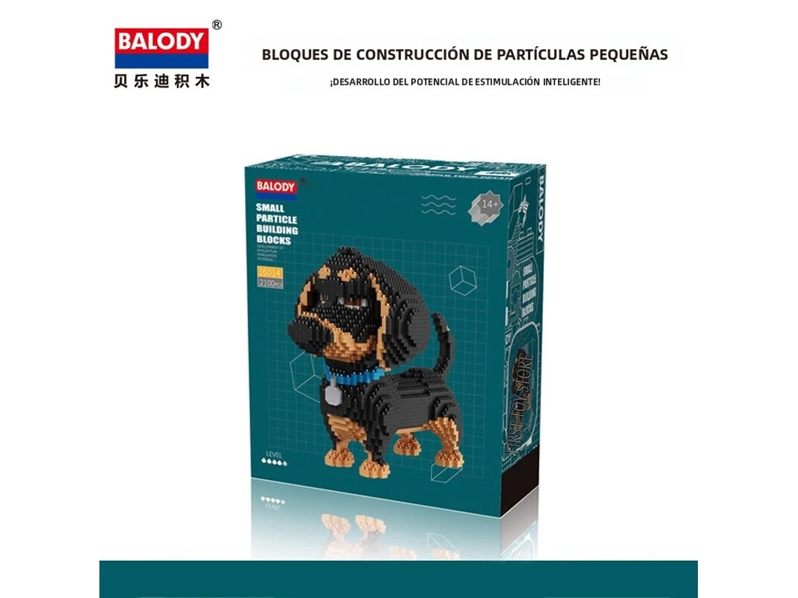 Miniatura de Brinquedo de Montar em Blocos, Representando um Cachorro e um Gato de Desenho Animado MDUG (estilo 3)