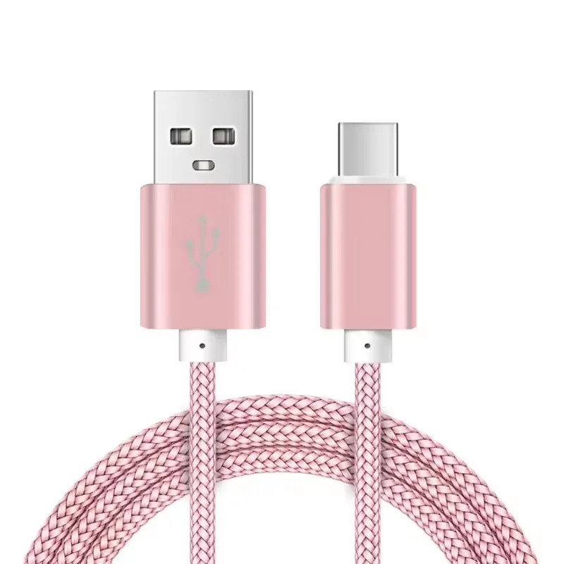 Cabo De Dados Trançado Universal Usb Tipo C Para Carregamento Rápido (rosa, 1,5 M) Para Celulares.