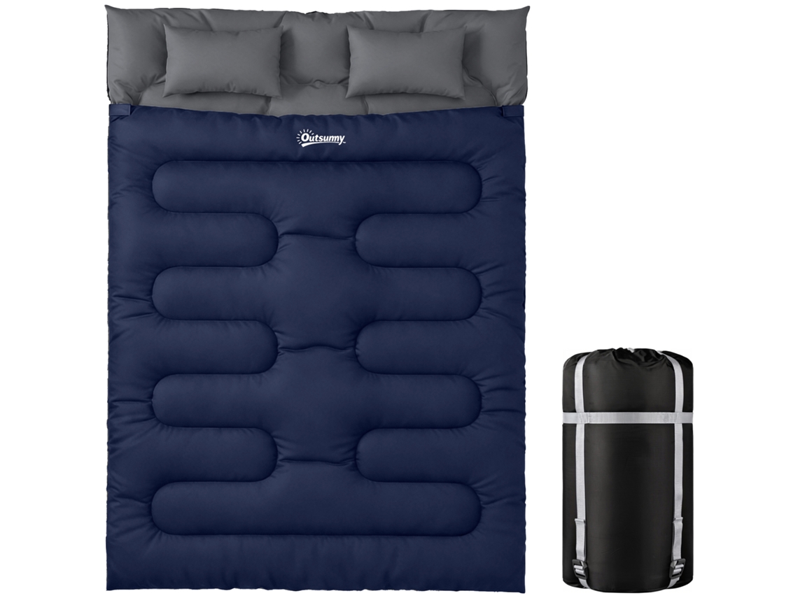 Saco-cama Poliéster, Tecido Oxford Cor Azul Escuro 220x160x10 Cm Outsunny