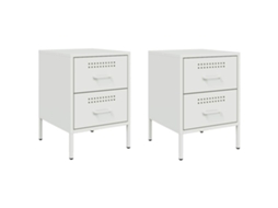 Mesas de Cabeceira 2 Pcs 36x39x50,5 Cm Aço Branco MAISON EXCLUSIVE