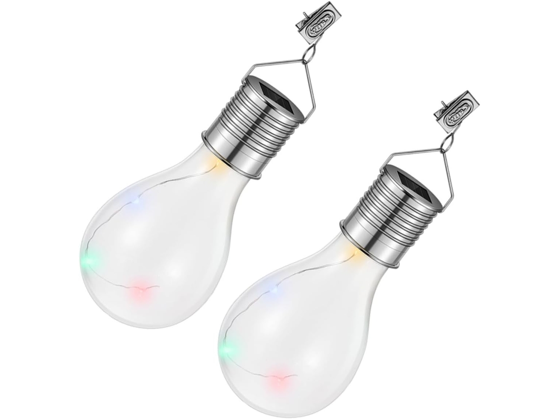 Lâmpadas Solares Led Suspensas, Em Plástico Resistente, Econômicas, Com Fio De Cobre, Pacote Com 4 Unidades, Fáceis De Instalar.