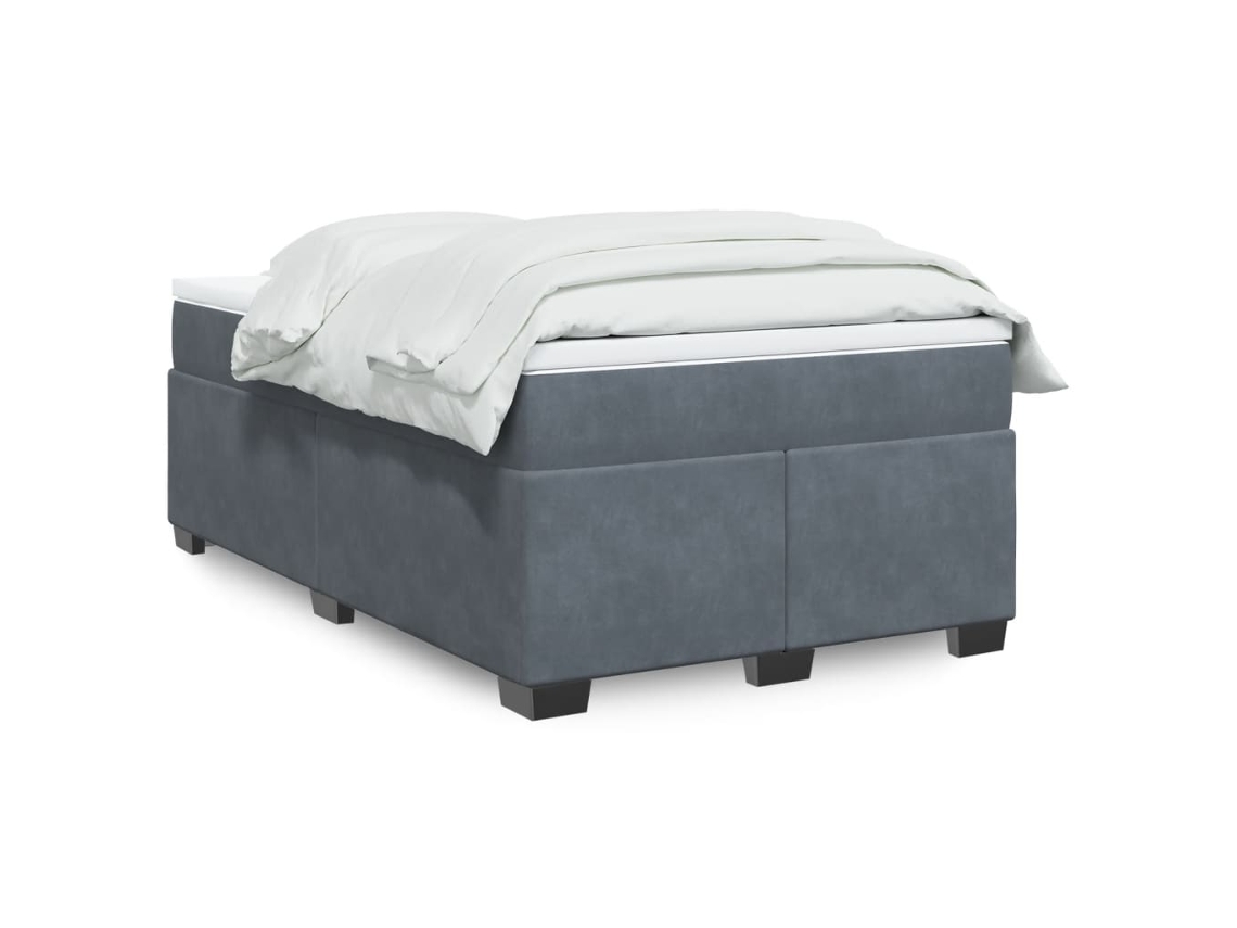Vidaxl Cama Boxspring Com Colchão 120x200 Cm Veludo Cinzento-escuro
