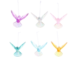 Conjunto De 6 Pingentes De Beija Flor Em Acrílico Transparente Iridescente Para Decoração De Casa E Jardim, Ocre, Verde E Roxo. Gokoco