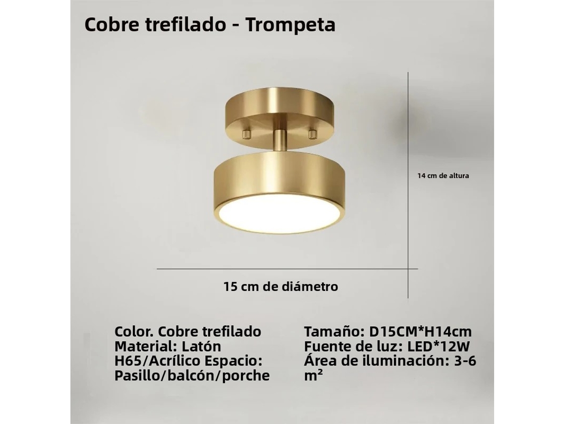 (dourado Branco Quente 15cm) Luminária De Teto Redonda Nórdica Dourada E Preta Com Led, Incluindo Fonte De Luz Led.