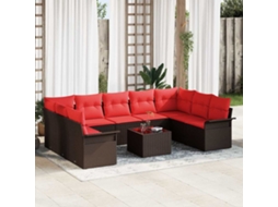 Vidaxl Conjunto De Sofá De Jardim 10 Unid. Castanho Vime Pe