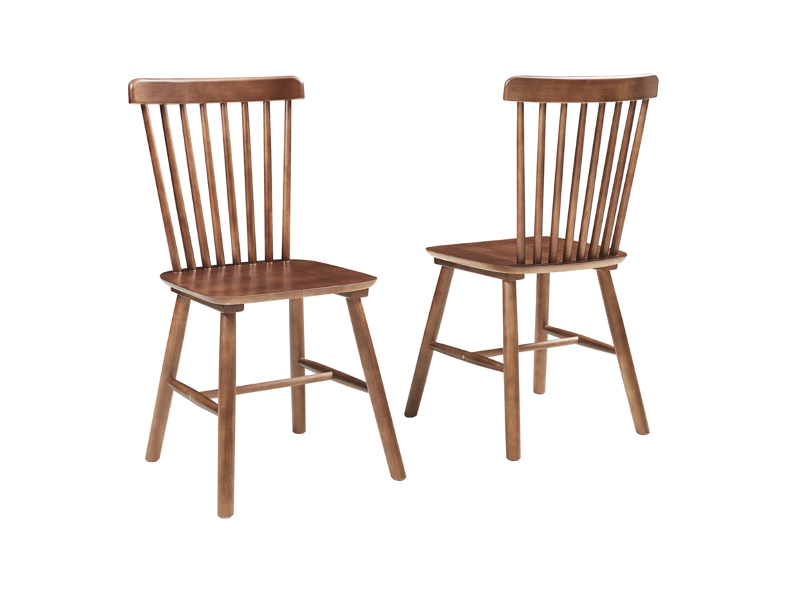 Conjunto de 2 cadeiras de jantar Karmoy 89x46x52 cm madeira de nogueira [EN.CASA]