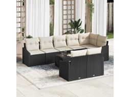 Vidaxl Conjunto De Sofá De Jardim 9 Unid. Marrom E Creme Vime Pe