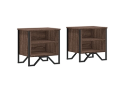Bedside Cabinet, Bedside Cabinets Vidaxl Marrom Madeira Processada (n/a)