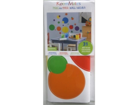 Roommates Just Dots Primary Adesivos Reposicionáveis - Criança - Laranja - Sala De Estar - 44 Cm