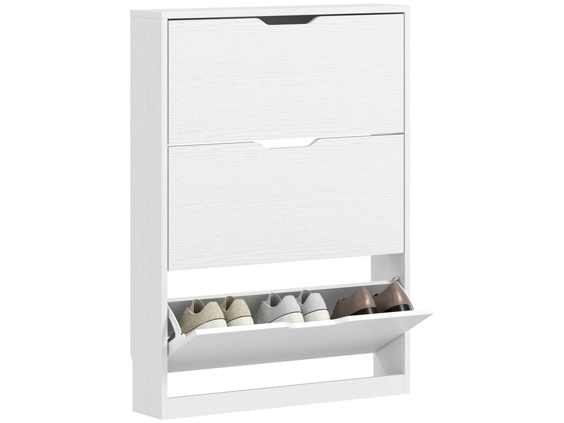 Armário De Branco Sapatos Com 3 Gavetas Dobráveis, Para Até 12 Pares Aglomerado, 80 X 17 108 Cm,