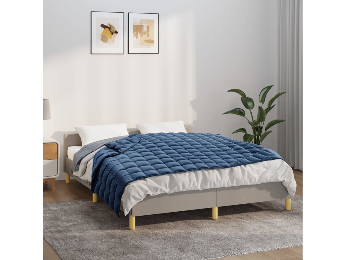 Vidaxl Manta Pesada 7 Kg 152x203 Cm Tecido Azul