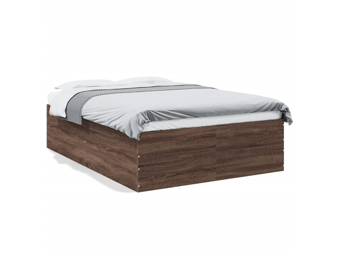 Bed Frame, Bed Frames Vidaxl Marrom Madeira Processada (135 X 190 Cm)