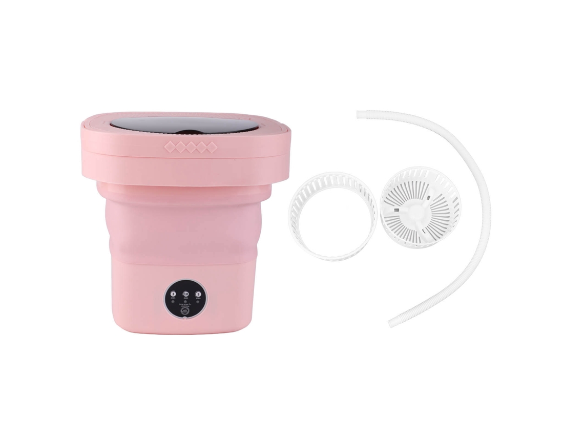 Máquina de Lavar Portátil 6.5L Dobrável, Pequena, Automática, com Mangueira, Carregador US Rosa LAXISCREED