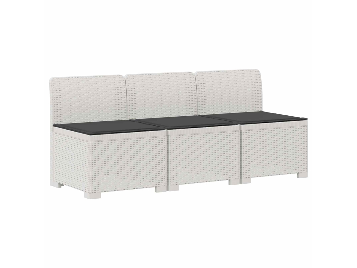 Maison Exclusive - Sofá De Jardim 3 Lugares Com Almofadas Visual Rattan Pp Branco