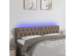 Vidaxl Cabeceira Cama Luzes Led Tecido 144x7x78/88cm Cinza-acastanhado