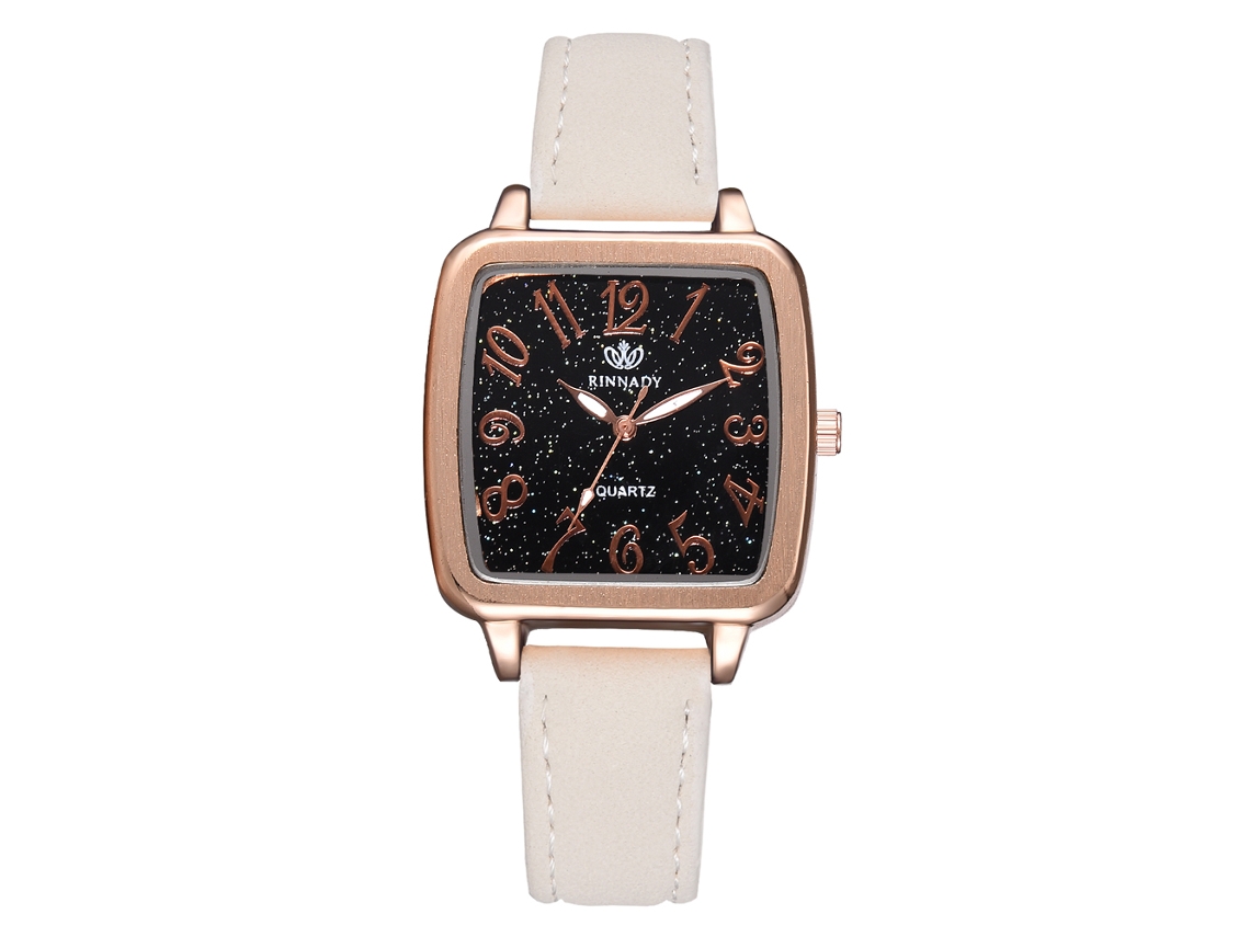 Relógio de Pulso Analógico de Quartzo com Pulseira de Pu Simples e Elegante para Uso Diário Branco