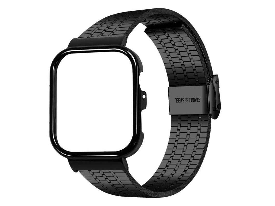 Bracelete para Huawei Watch Fit 4 Pro / Fit 4 / Fit 3 Aço Inoxidável Fivela Integrada de Sete Contas Estrutura Metálica Preta XIAOMOYU