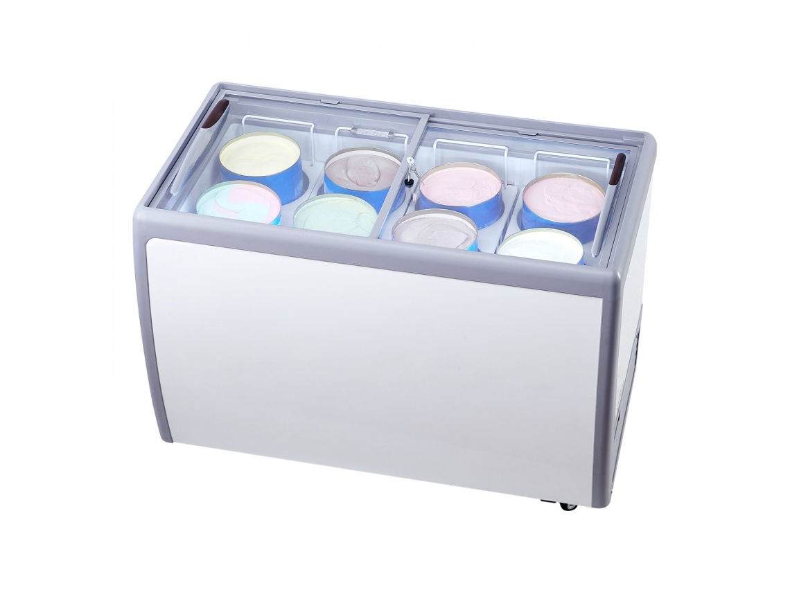 Vitrine Freezer Comercial 370l Com 8 Cubas, Led E Vidro Temperado Tekmaquinas