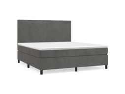 Conjunto 1 Cama Box Spring Vidaxl Cinzeto Veludo (203 X 180 X 128 Cm)