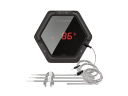 Termômetro Sem Fio Para Churrasco, Compatível Com Bluetooth, Até 6 Sondas, 6xs Preto 4 Sensores. Aquaforge