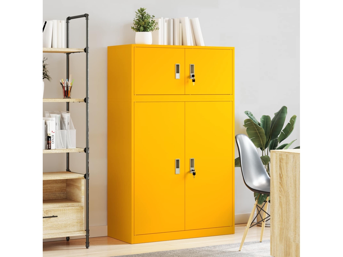 Vidaxl Armário De Arrumação 2 Unid. Amarelo Mostarda 90 X 40 X 145 Cm