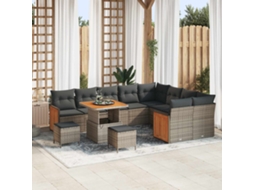 Vidaxl Conjunto De Sofá De Jardim Com Almofada 12 Pcs Cinzeto
