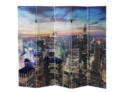 Divisória de Ambientes com 5 Painéis e 30 LEDs, 180x200cm, Estampa Nova York Par04021