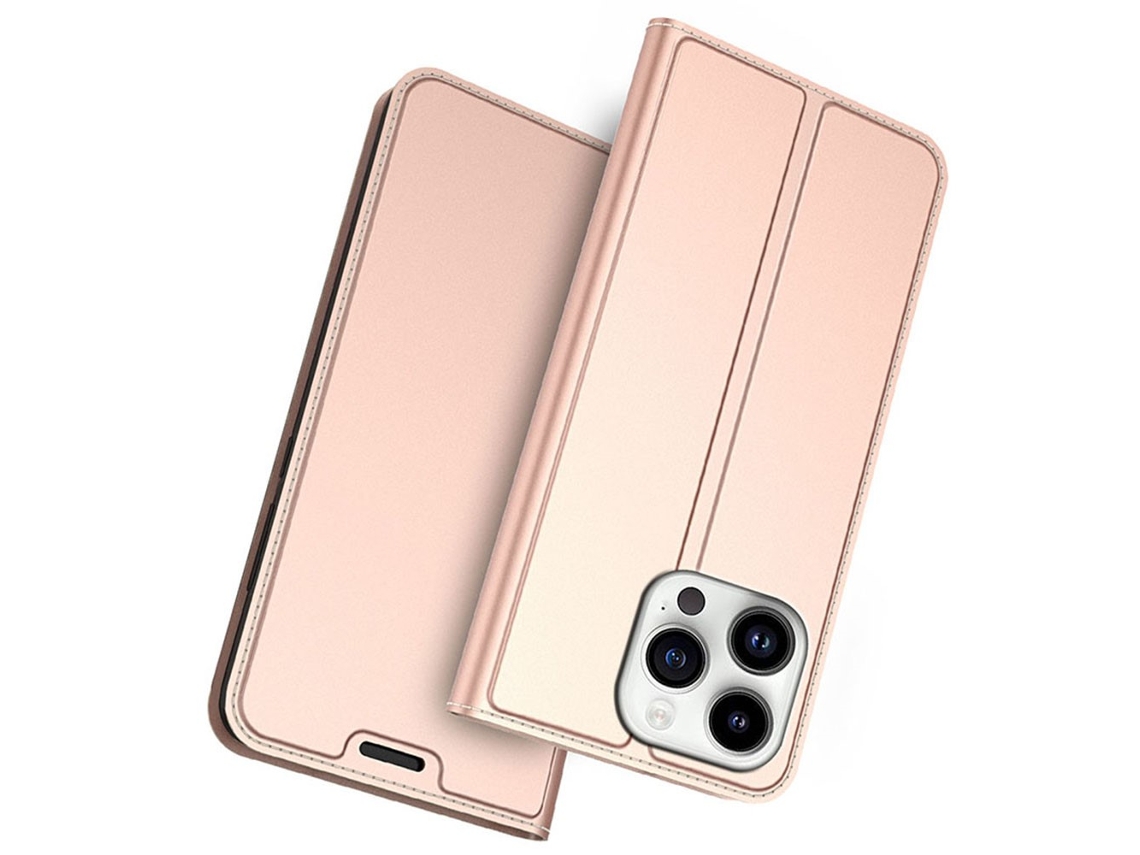 Capa Para Iphone 13 Pro Pele Sintética Magnética Com Porta-cartões Rosa