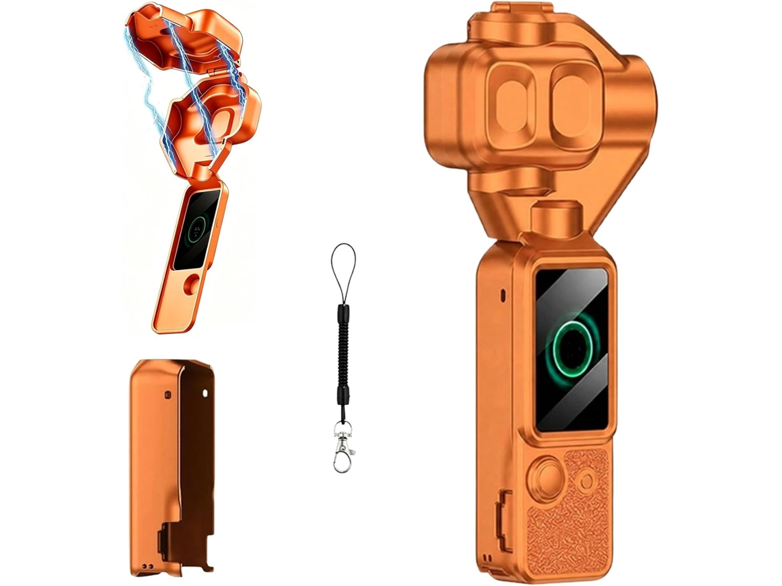 Capa Rígida Protetora Para Dji Osmo Pocket 4 - Com Abertura Magnética E Cordão Laranja Panoona