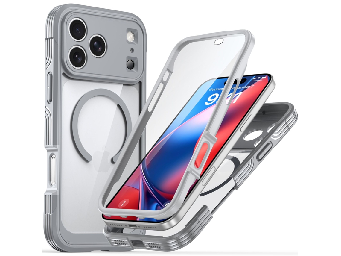Capa Magnético Para Iphone 18 Procompatível Com Magsafe, Com Protetor De Ecrã, Proteção Da Câmara Cinza Hexinyigjly