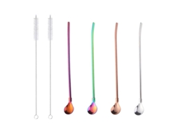 6pcs Colher De Palha De Aço Inoxidável