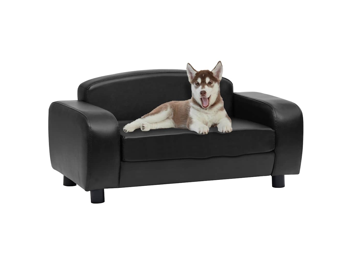 Vidaxl Sofá 80x50x40 Cm Couro Artificial Preto