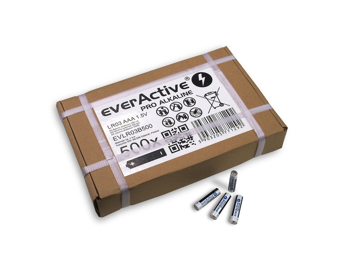 Conjunto de 500 Pilhas EVERACTIVE  AAA / LR03 1,5 Volts