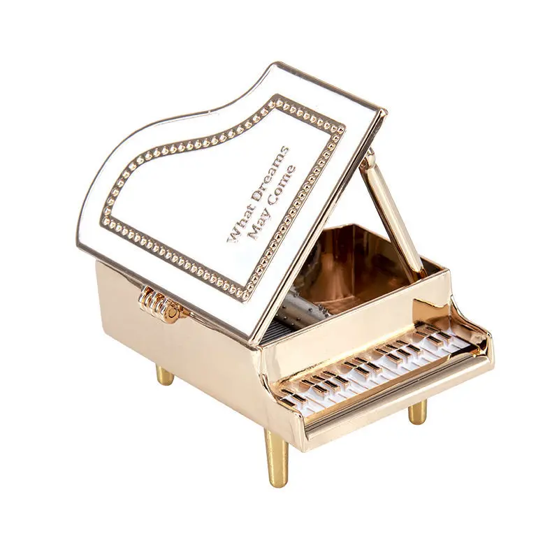 (branco) Caixa De Música Em Liga Metálica Em Formato De Piano Em Miniatura (simulação)