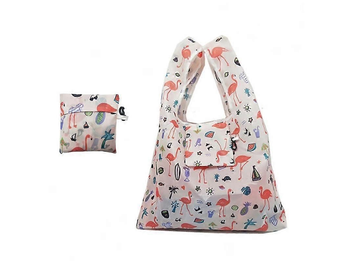 Bolsa Dobrável Vogue Para Guardar Flores, Sacola De Compras, Bolsa Feminina Portátil Da Moda Com Estampa De Flamingo, Reutilizável E De Grande Ca