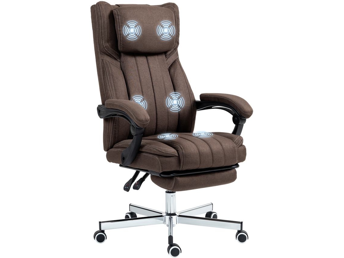 Cadeira de Escritório Poliéster, Espuma, Placa Multicamadas e Aço Cor Marrom Escuro 65x61x101-113 cm Vinsetto