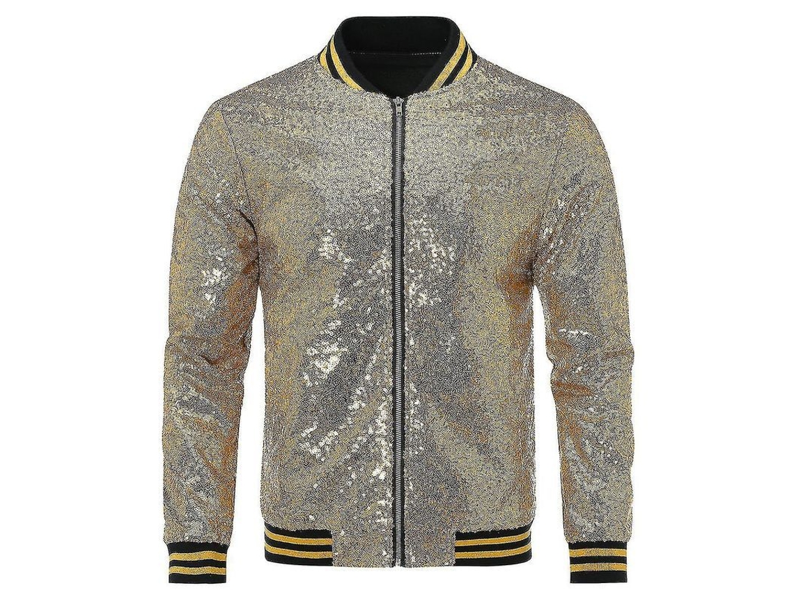 2026 chaqueta Casual de Lentejuelas para Hombre Chaqueta Bomber Con Cremallera para Fiesta