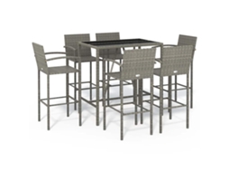 Maison Exclusive - 7 Pcs Conjunto De Bar Para Jardim Vime Pe Cinzento