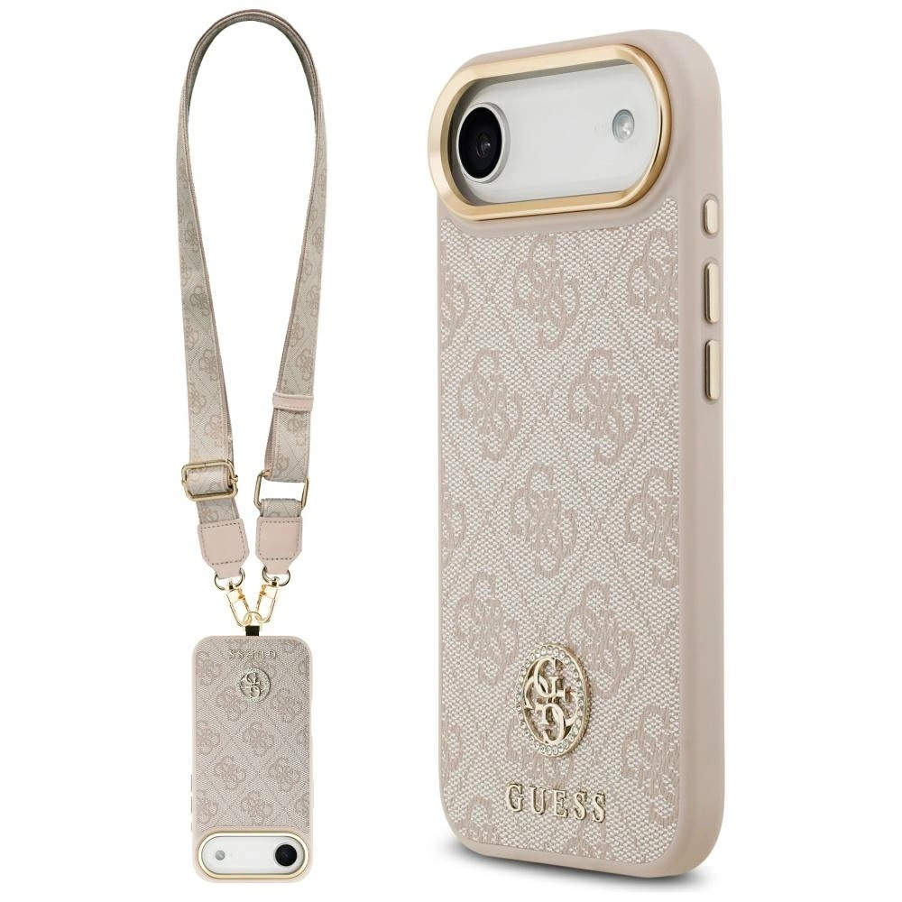 Capa Guess 4g Com Logo Strass, Alça Larga, Botões De Metal E Magsafe Para Iphone Air.