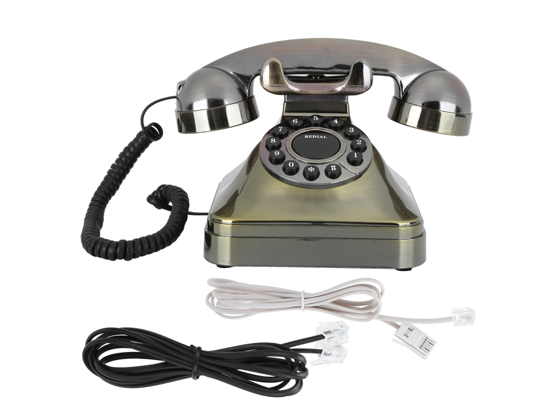 Telefone Fixo Vintage Bronze Antigo Com Chamada Em Alta Definição Botões Grandes E Fios