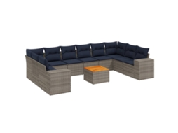 Conjunto de Sofá de Jardim, 11 Peças, Almofadas, Rattan Cinza MAISON EXCLUSIVE