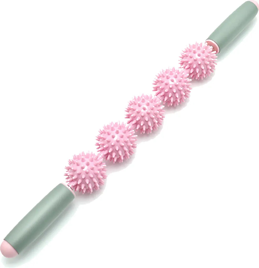 Kit 5 Bastão Massageador Manual Rosa Ioga Fitness Relaxamento Muscular
