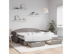 Vidaxl Sofá-cama C/ Gavetão/gavetas 90x200 Cm Tecido Cinza-acastanhado