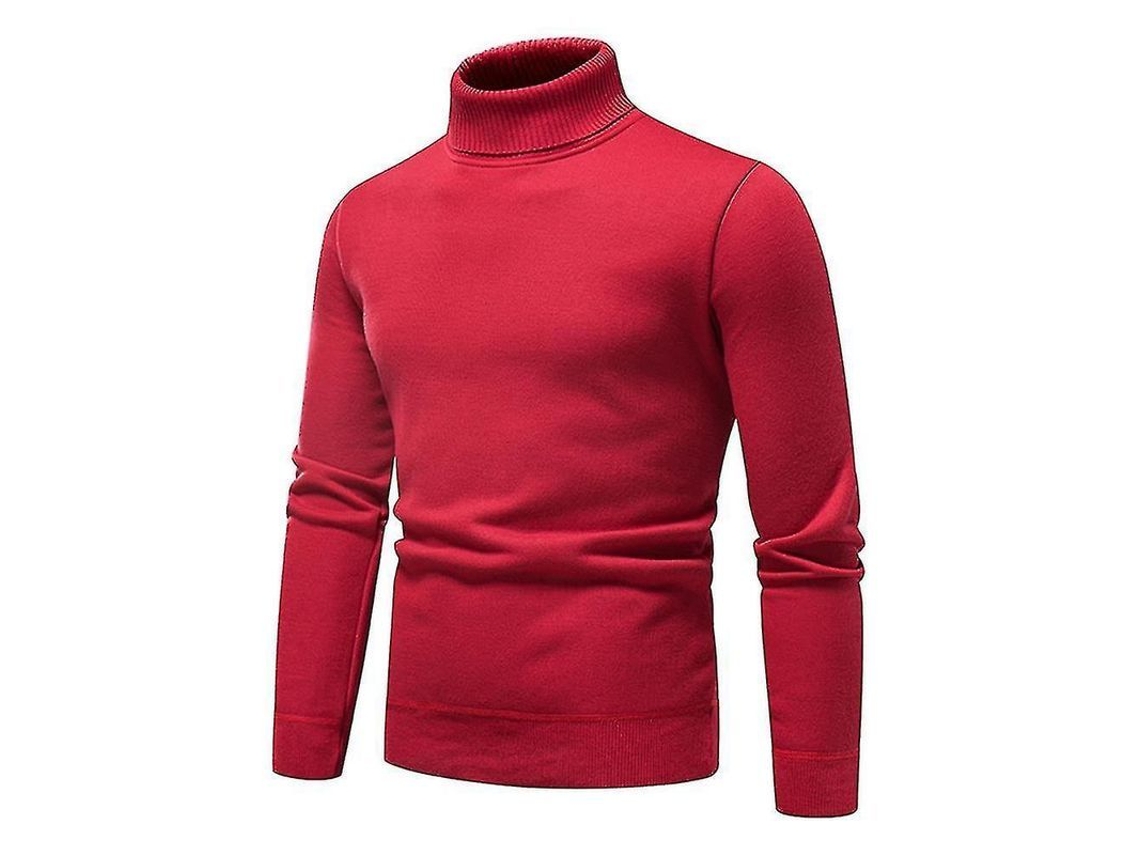 2026 jersey Hombre Cuello Alto Liso Slim Fit Invierno Tejido Grueso Abrigo Pull Basic Dkp 4xl Rojo