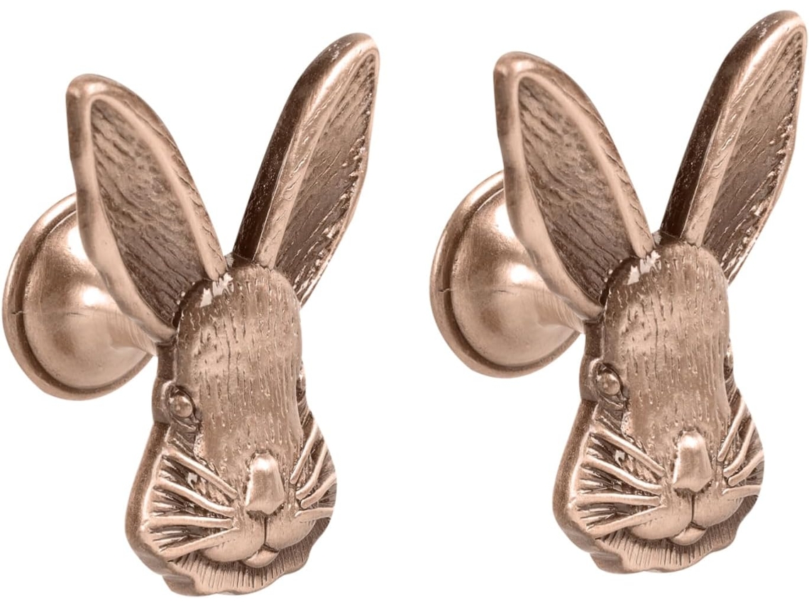 Conjunto De 2 Puxadores Decorativos Em Formato Coelho Para Gavetas, Armários E Guarda Roupas Ideal Para Cozinha